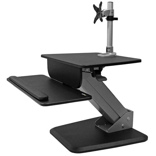 StarTech.com BNDSTSPIVOT Multimediawagen mit Sitz-/Stehfunktion – 12" schwarze Arbeitsstation aus Stahl und Holz