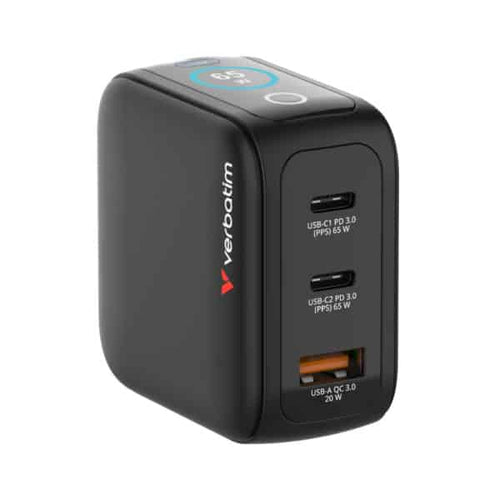 Verbatim 65W Mini GaN Charger with Display