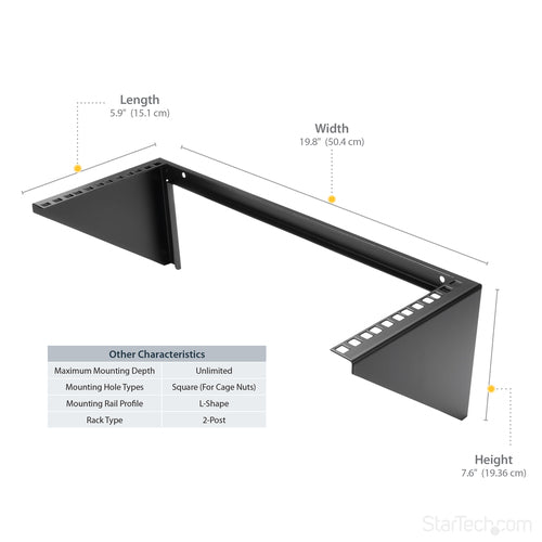 Wall Mount Rack Bracket StarTech 4U Vertical Steel 19in Black