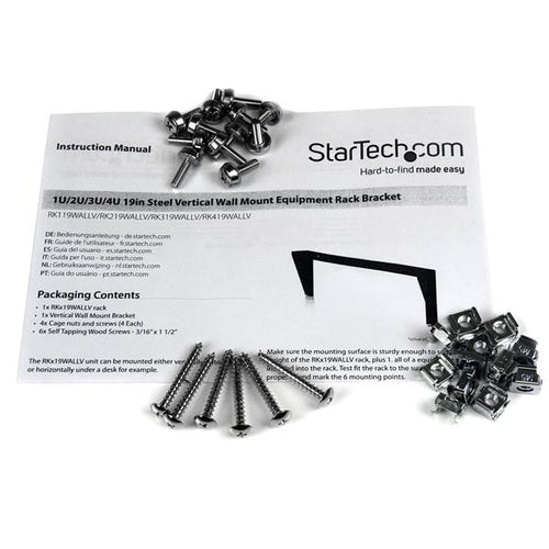 Wall Mount Rack Bracket StarTech 4U Vertical Steel 19in Black
