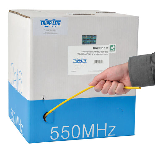 Cat6 Gigabit-Ethernet-Kabel 305m Massivkern UTP Gelb Rolle