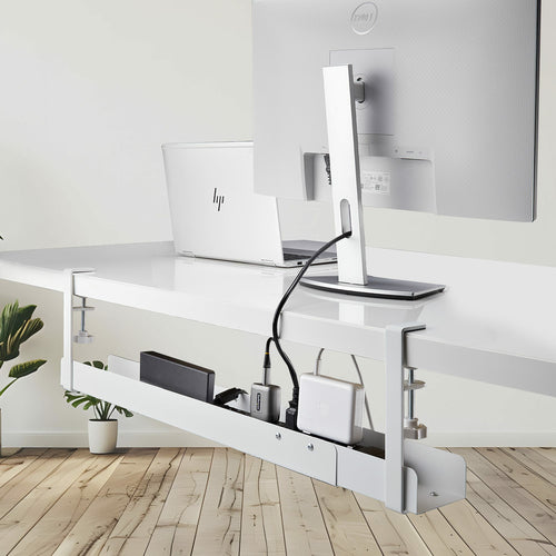 Cable Management Tray StarTech.com Under Desk Adjustable White Steel Power Bar Holder