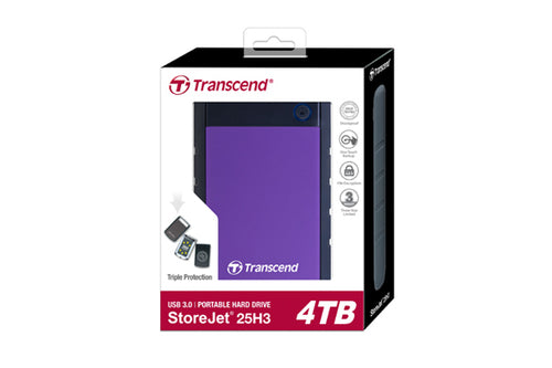 Transcend StoreJet 25H3 4TB External Hard Drive USB 3.2 Portable Storage