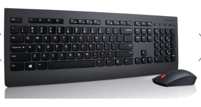 Lenovo 4X30H56796 Kabellose Tastatur und Maus-Kombination – volle Größe QWERTY, Schwarz