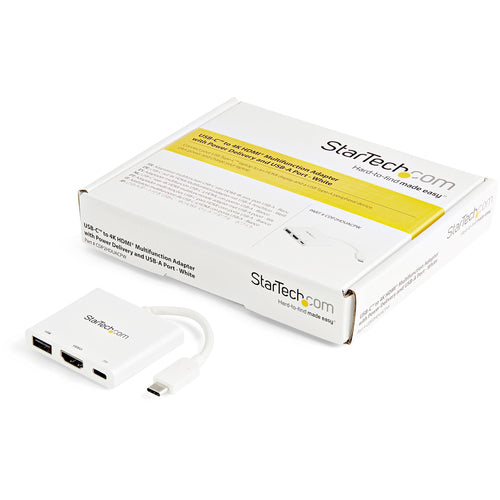 StarTech.com CDP2HDUACPW USB-C Multiport Adapter – 60W Power Delivery, 4K HDMI, USB 3.0 – Weiß