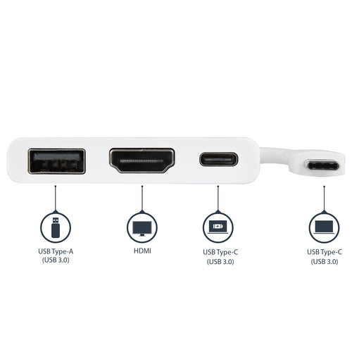 StarTech.com CDP2HDUACPW USB-C Multiport Adapter – 60W Power Delivery, 4K HDMI, USB 3.0 – Weiß