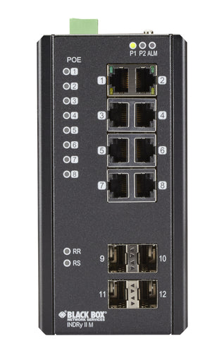 Managed Network Switch Black Box LIE1014A Gigabit PoE Wall Mountable