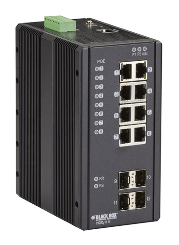 Managed Network Switch Black Box LIE1014A Gigabit PoE Wall Mountable