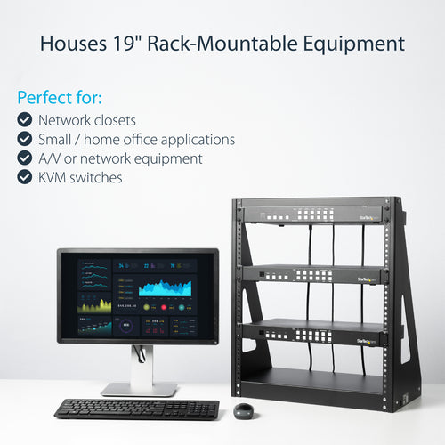 StarTech.com 2-Post 12U Heavy-Duty Desktop Server Rack - Open Frame, TAA Compliant