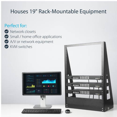 16U Heavy-Duty Desktop-Serverschrank Schwarz 19 Zoll Open Frame Netzwerk-Rack