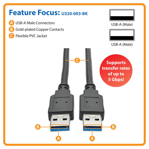 Tripp Lite U320-003-BK USB cable
