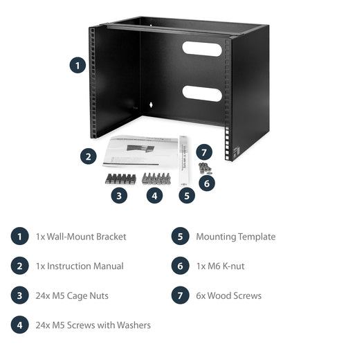 Wall Mount Rack StarTech.com WALLMOUNT8 8U Low Profile 14 Inches 80 lbs Capacity