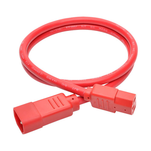 Heavy-Duty PDU Power Cable Tripp Lite C13 to C14 15A 250V 3ft Red