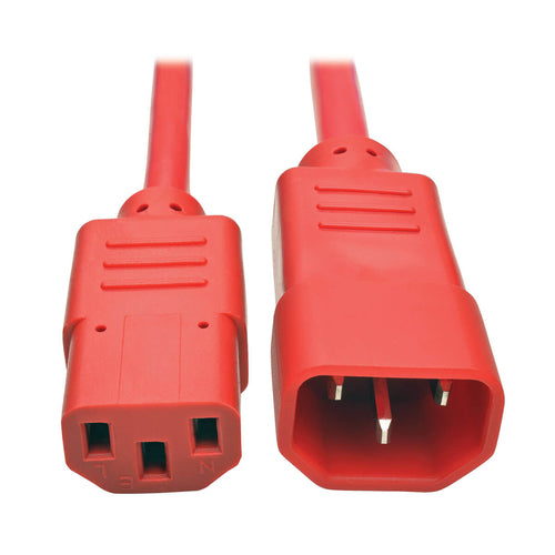 Heavy-Duty PDU Power Cable Tripp Lite C13 to C14 15A 250V 3ft Red