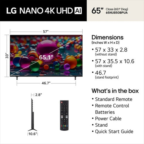 LG NANO 4K UHD AI 85NU850BPUA TV
