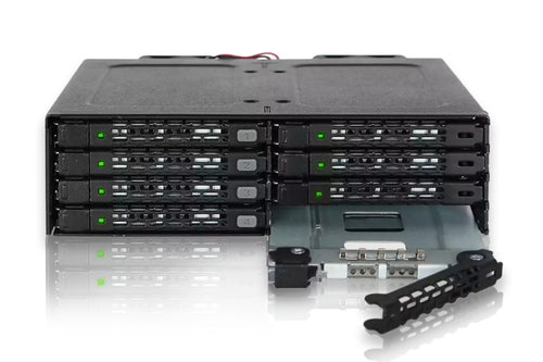 Icy Dock Laufwerkseinschubblende Schwarz Metall Dual-Lüfter 5,7 mm 6 Gbit/s