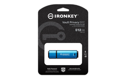 Kingston Technology IronKey Vault Privacy 50C 512GB USB-C-Flash-Laufwerk – AES-256-verschlüsselt