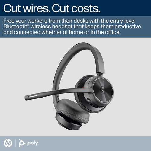 Microsoft Teams Certified HP Poly Voyager 4320 Wireless Headset with BT700 Dongle and Charging Stand