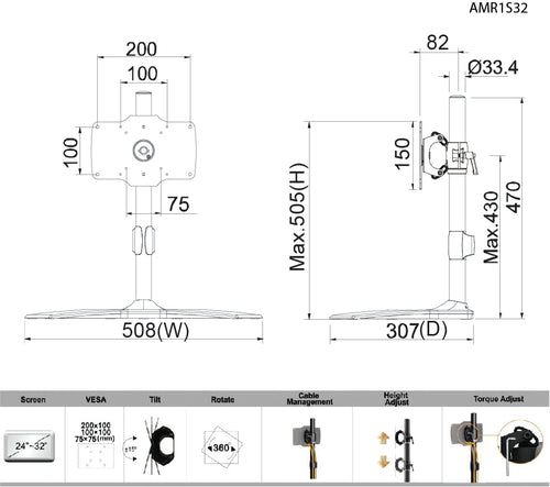 Amer Networks AMR1S32 Monitorhalterung / Ständer