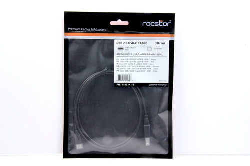 USB Cable Rocstor 0.91m USB B to USB C Black USB 2.0