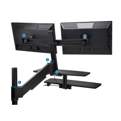 Monitor Mount Stand Kensington 23 Inch Adjustable Clamp Black