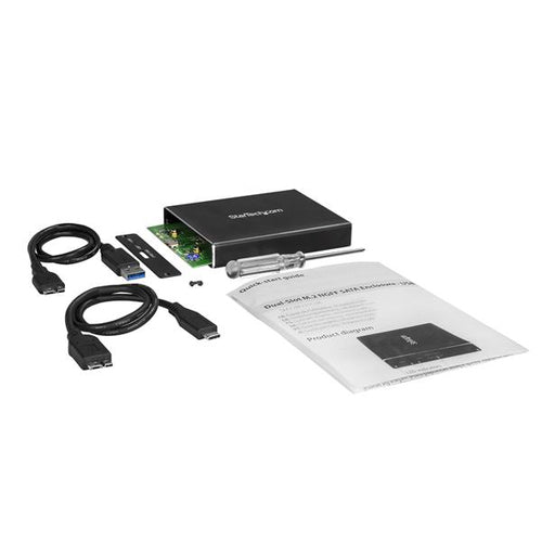 StarTech.com Dual-Slot M.2 SATA SSD Enclosure - USB 3.1 RAID - Black
