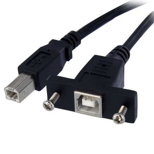 StarTech 0,3 m USB B auf B Kabel für Panelmontage - F/M, USB 2.0, Schwarz