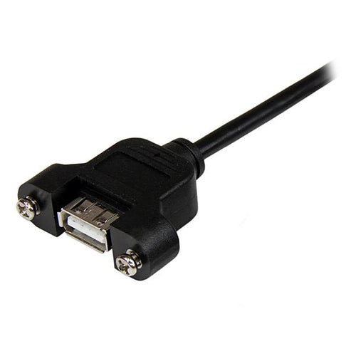 1 ft USB A to A Panel Mount Cable USB 2.0 Male/Female Black