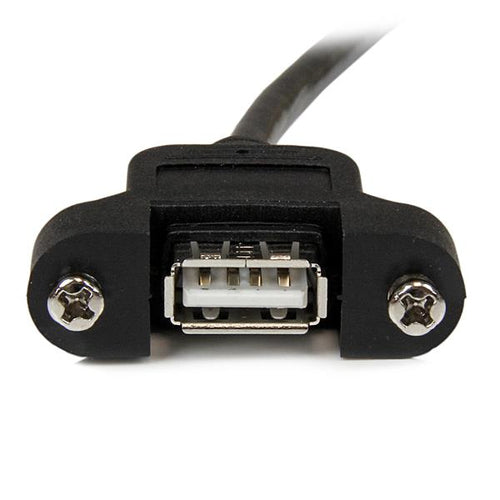 1 ft USB A to A Panel Mount Cable USB 2.0 Male/Female Black