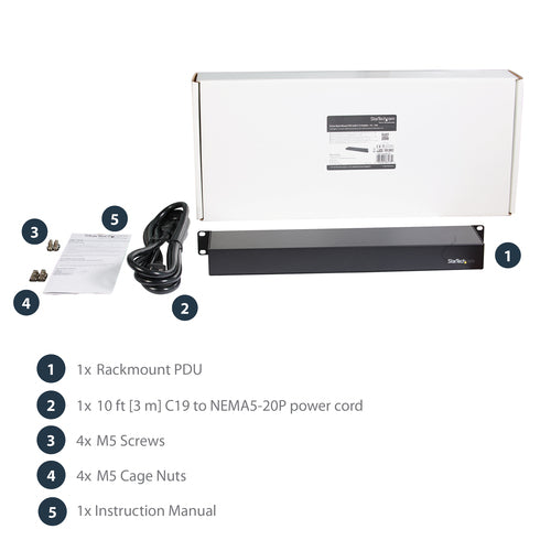 StarTech.com PDU08C13H 1U Rackmount-Stromverteilerleiste – 8-Port, 16 A, 240 V
