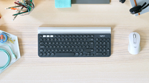 Wireless Keyboard Logitech Standard RF Bluetooth Grey White Dark Grey