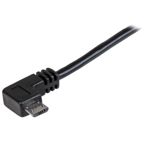 USB 2.0 Micro USB Lade- und Synchronisationskabel 0,5m Stecker-Stecker Winkel Schwarz