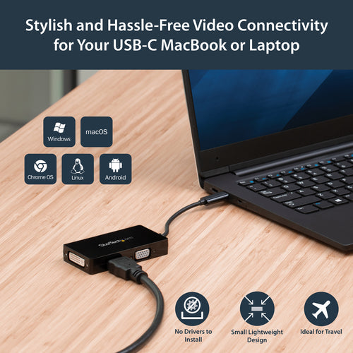StarTech.com 4K USB-C Multiport Video Adapter - 3-in-1 DVI, HDMI, VGA Connectivity