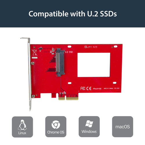 StarTech.com U.2 auf PCIe Adapter - SFF-8639, x4 PCI Express 4.0, Rot