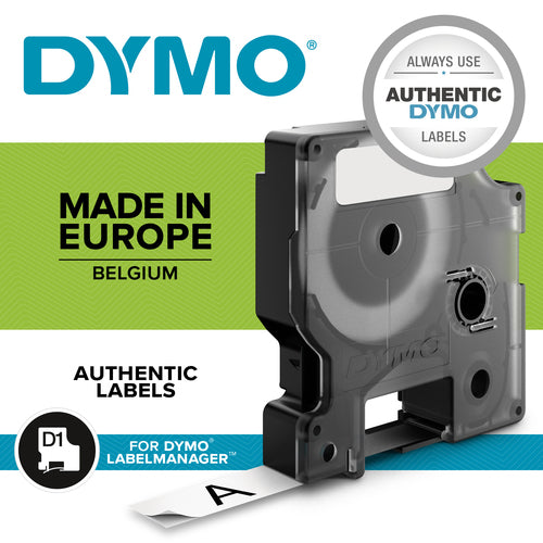 DYMO D1 Standard Label-Making Tape 6mm Black on White Polyester