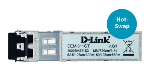 D-Link 1-Port Mini-GBIC SFP Module 1000BaseSX Fiber Optic 550m
