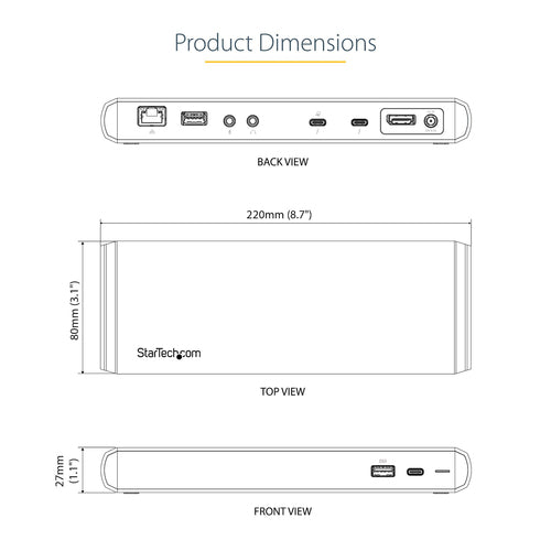 StarTech.com TB3DK2DPPD laptop dock/port replicator