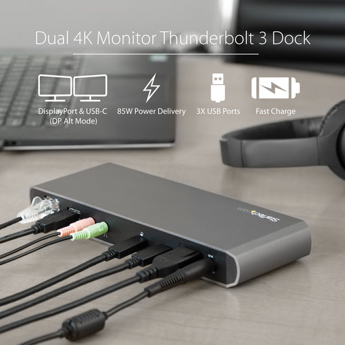StarTech.com TB3DK2DPPD laptop dock/port replicator