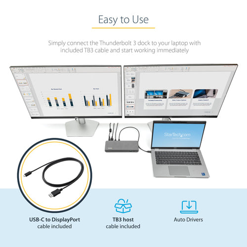 StarTech.com TB3DK2DPPD laptop dock/port replicator