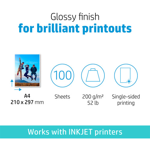 HP Everyday Glossy Photo Paper-100 sht/A4/210 x 297 mm