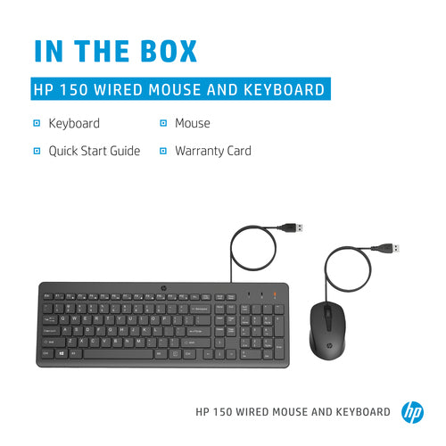 HP 150 Wired Mouse and Combination keyboard