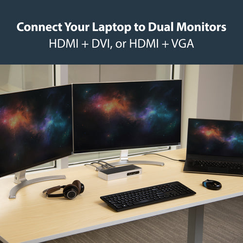 USB 3.0 Dual Monitor Laptop-Dockingstation HDMI DVI VGA 6-Port USB-Hub