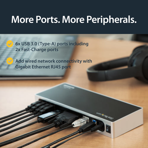 USB 3.0 Dual Monitor Laptop-Dockingstation HDMI DVI VGA 6-Port USB-Hub