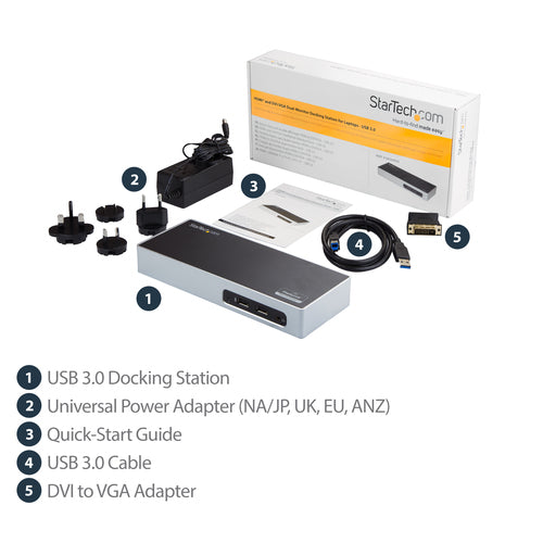 USB 3.0 Dual Monitor Laptop-Dockingstation HDMI DVI VGA 6-Port USB-Hub