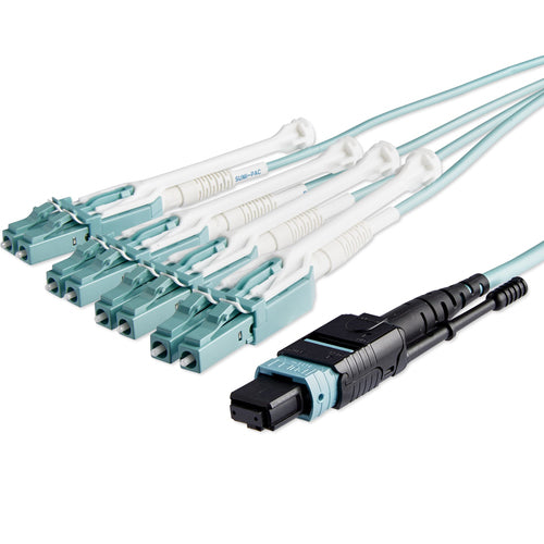MTP auf 4x LC Duplex Breakout Glasfaserkabel 10m OM3 Multimode