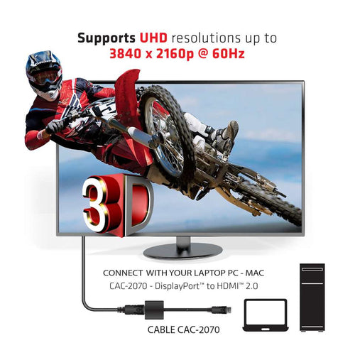 DisplayPort 1.2 to HDMI 2.0 Active Adapter 0.21m - CLUB3D