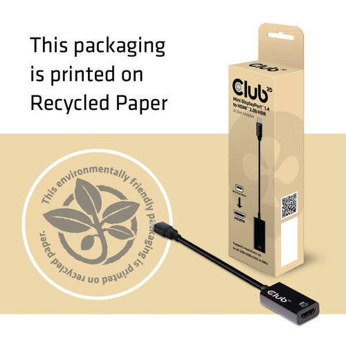 CLUB3D Mini DisplayPort 1.4 auf HDMI 2.0b aktiver Adapter - Schwarz - Kabel Gender Changer