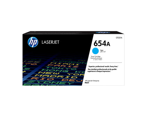 HP 654A Cyan Original LaserJet Toner Cartridge - 15000 Pages - High Capacity