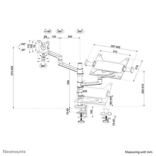 Neomounts DS20-425BL2 monitor mount / stand