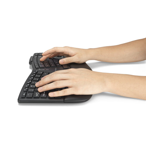 Kensington Pro Fit Ergo KM675 EQ Wireless Desktop Set – Ergonomische QWERTY Tastatur und Maus – Schwarz